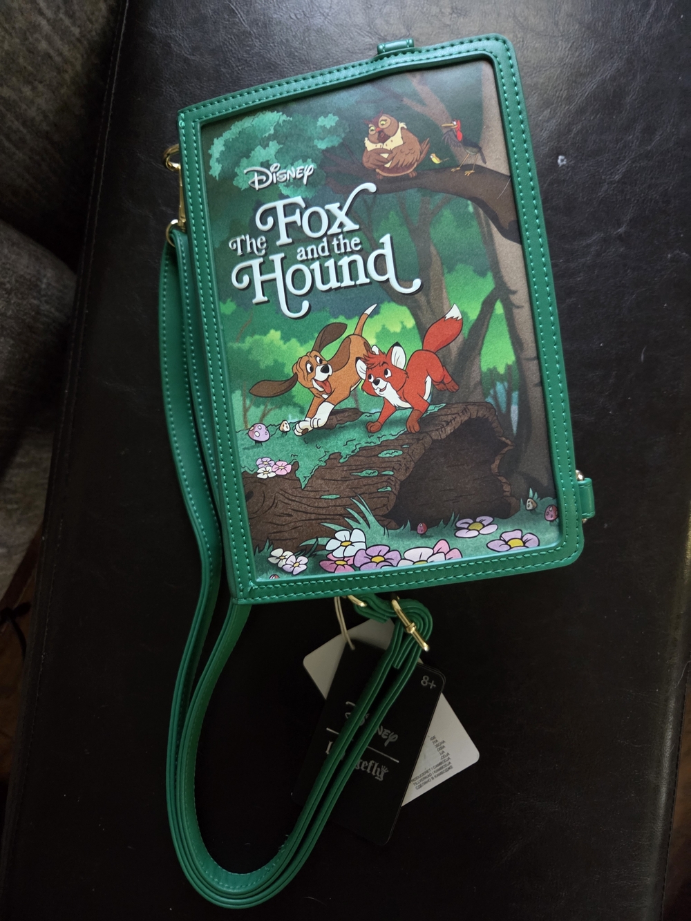 Disney The Fox and the Hound Green Loungefly Convertible Backpack &Crossbody Bag